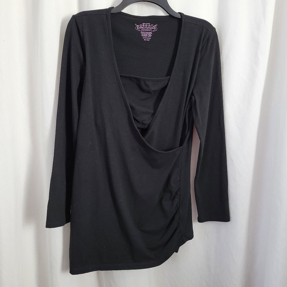 Great Expectations Maternity Sandy Marcie Black Nursing Top Small Wrap stretch